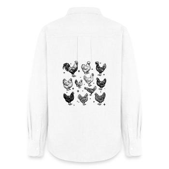 Chickens Tattoo Design in 90s Vintage Style - Women's Oxford Shirt - white - Back - AI Model Female 172 light (172cm)