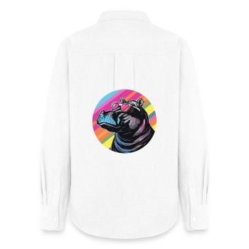 Lunettes de soleil Hippo Popart - Chemise Oxford Femme - blanc - Dos - AI Model Female 172 light (172cm)