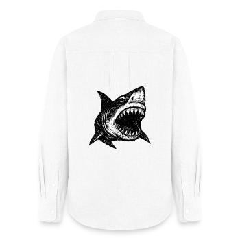 Shark Grunge Style – Dark Ocean Power - Women's Oxford Shirt - white - Back - AI Model Female 172 light (172cm)