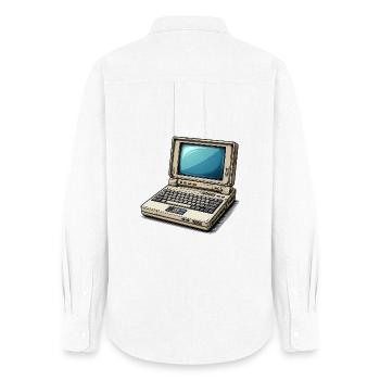  Laptop Retro-Computer Vintage Stil Illustration - Frauen Oxford Hemd - Weiß - Hinten - AI Model Female 172 light (172cm)