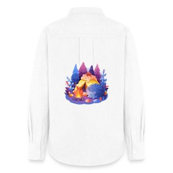 Hérisson endormi près du feu de camp - Chemise Oxford Femme - blanc - Dos - AI Model Female 172 light (172cm)