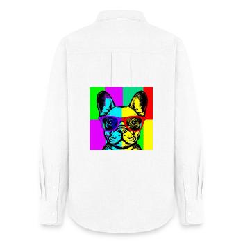 Pop Art Pup  - Women's Oxford Shirt - white - Back - AI Model Female 172 light (172cm)