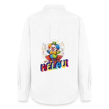 Lustiger Clown sagt HELAU – Karnevalsmotiv - Frauen Oxford Hemd - Weiß - Hinten - AI Model Female 172 light (172cm)