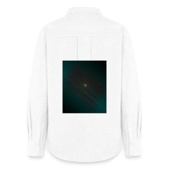 Spirale de lutte turquoise au centre - Chemise Oxford Femme - blanc - Dos - AI Model Female 172 light (172cm)