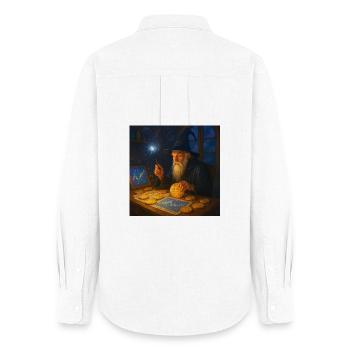 Krypto-Zauberer der Marktcharts Wandalu Vuhs - Frauen Oxford Hemd - Weiß - Hinten - AI Model Female 172 light (172cm)
