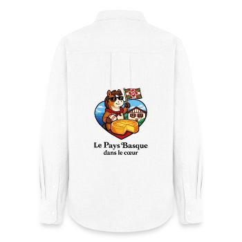 Pays Basque dans le Cœur Pottok Gâteau Basque - Chemise Oxford Femme - blanc - Dos - AI Model Female 172 light (172cm)