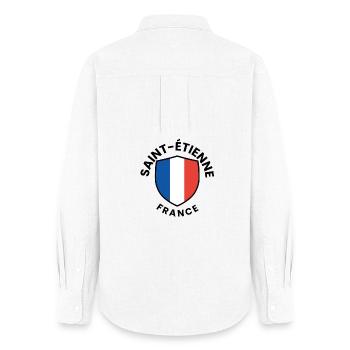 Bouclier de Saint-Étienne de France - Chemise Oxford Femme - blanc - Dos - AI Model Female 172 light (172cm)