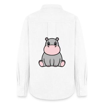 Süßes Baby Nilpferd Sitzend Kawaii - Frauen Oxford Hemd - Weiß - Hinten - AI Model Female 172 light (172cm)