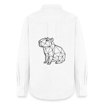 Capybara Geometric Origami Modern Animal Black - Women's Oxford Shirt - white - Back - AI Model Female 172 light (172cm)