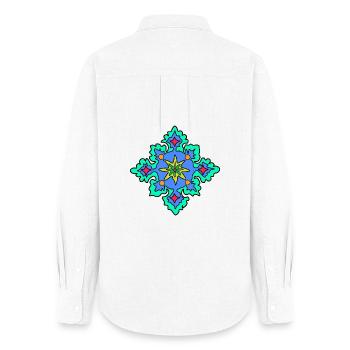 Geometric Mandala Star Pattern - Women's Oxford Shirt - white - Back - AI Model Female 172 light (172cm)