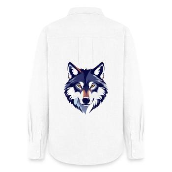 Wolfsblick Wolfskopf Wolf Kopf Motiv - Frauen Oxford Hemd - Weiß - Hinten - AI Model Female 172 light (172cm)