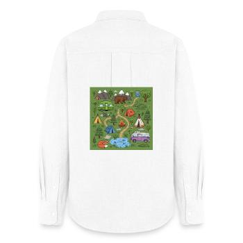 Forest Camping Adventure Illustration - Women's Oxford Shirt - white - Back - AI Model Female 172 light (172cm)