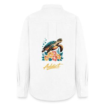 Meeresschildkröte Ozean Addict Design - Frauen Oxford Hemd - Weiß - Hinten - AI Model Female 172 light (172cm)