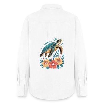 Sea Turtle Ocean Addict Design - Women's Oxford Shirt - white - Back - AI Model Female 172 light (172cm)