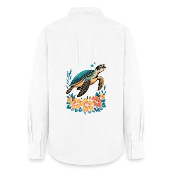 Meeresschildkröte Ozean Addict Design - Frauen Oxford Hemd - Weiß - Hinten - AI Model Female 172 light (172cm)