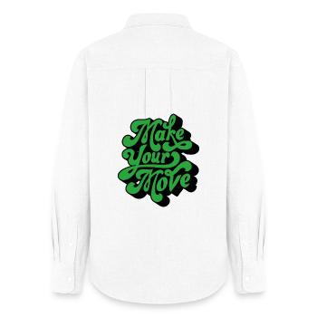 Mach deinen Schritt – Retro Handtext - Frauen Oxford Hemd - Weiß - Hinten - AI Model Female 172 light (172cm)