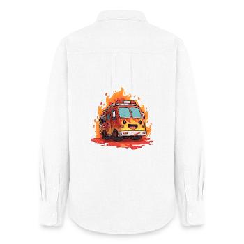 Kawaii Fire Truck Flames - Women's Oxford Shirt - white - Back - AI Model Female 172 light (172cm)