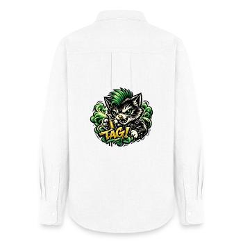 Aggressive Cat Graffiti - Women's Oxford Shirt - white - Back - AI Model Female 172 light (172cm)