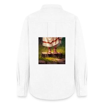 Piédestal d'été - Chemise Oxford Femme - blanc - Dos - AI Model Female 172 light (172cm)