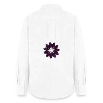 Dunkle Purpur Mandala Blume - Frauen Oxford Hemd - Weiß - Hinten - AI Model Female 172 light (172cm)