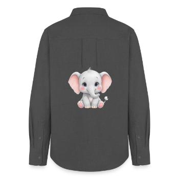 Dessin animé câlin bébé éléphant - Chemise Oxford Femme - charbon - Dos - AI Model Female 172 light (172cm)