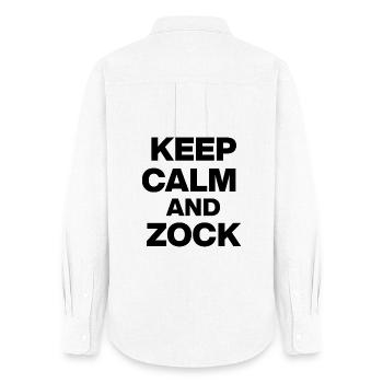 RESTE CALME ET ZOCK, C’EST PARTI ! CADEAU GAMER GAMER - Chemise Oxford Femme - blanc - Dos - AI Model Female 172 light (172cm)