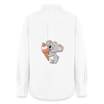 Koala gourmand et cornet de glace - Women's Oxford Shirt - white - Back - AI Model Female 172 light (172cm)