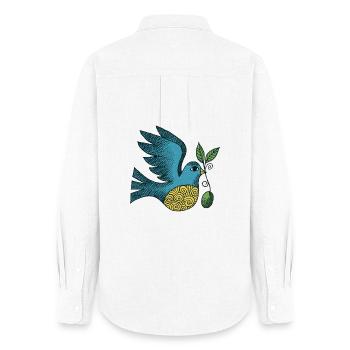 Azurblauer Vogel mit wirbelndem Bauch - Frauen Oxford Hemd - Weiß - Hinten - AI Model Female 172 light (172cm)