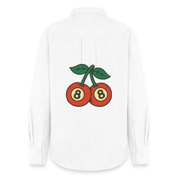 Playful Cherries Duo with Wide Eyes - Women's Oxford Shirt - white - Back - AI Model Female 172 light (172cm)