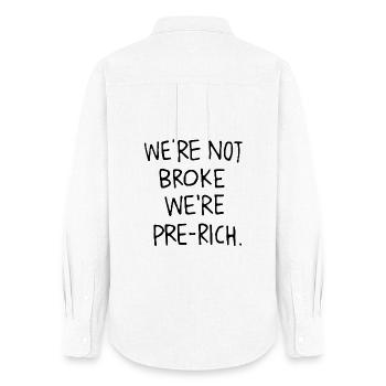 On n’est pas fauchés, on est pré-riches. - Chemise Oxford Femme - blanc - Dos - AI Model Female 172 light (172cm)