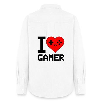 Herz mit Game-Controller Silhouette - Frauen Oxford Hemd - Weiß - Hinten - AI Model Female 172 light (172cm)