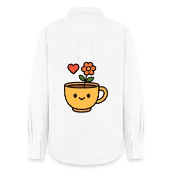 Blütenbecher Lächelnde Tasse - Frauen Oxford Hemd - Weiß - Hinten - AI Model Female 172 light (172cm)