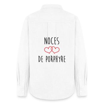 noces de porphyre 33 ans de mariage - Chemise Oxford Femme - blanc - Dos - AI Model Female 172 light (172cm)