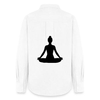 Yoga Formen Silhouetten schwarz  - Frauen Oxford Hemd - Weiß - Hinten - AI Model Female 172 light (172cm)