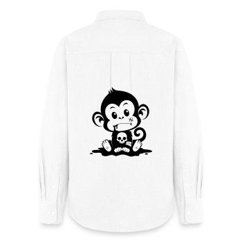 Singe mignon dans un style inquiétant - Chemise Oxford Femme - blanc - Dos - AI Model Female 172 light (172cm)