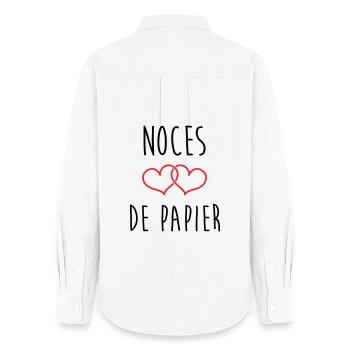 Noces de papier 37 ans de mariage - Chemise Oxford Femme - blanc - Dos - AI Model Female 172 light (172cm)