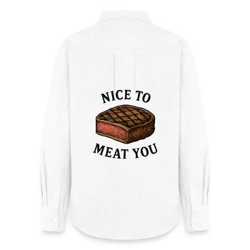 Graphique gentil à la viande de Steak - Chemise Oxford Femme - blanc - Dos - AI Model Female 172 light (172cm)