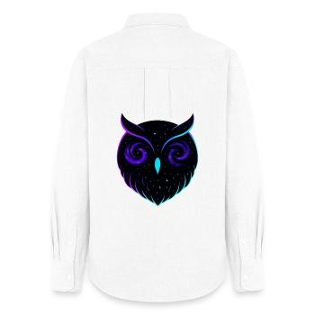 Chouette Cosmique Galaxie Rapace Nocturne - Chemise Oxford Femme - blanc - Dos - AI Model Female 172 light (172cm)