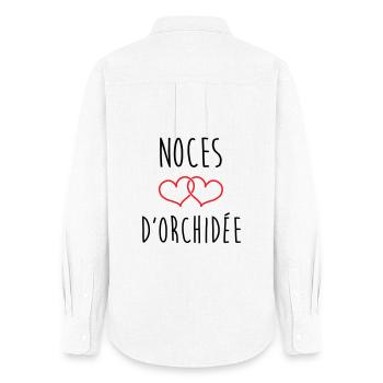 Noces d'Orchidée 55 ans de mariage - Chemise Oxford Femme - blanc - Dos - AI Model Female 172 light (172cm)