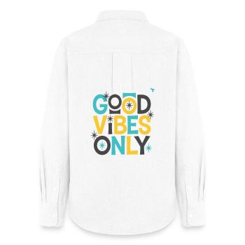 Bonnes Vibrations Uniquement ! - Women's Oxford Shirt - white - Back - AI Model Female 172 light (172cm)