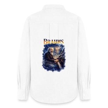 Tempête de piano de Brahms - Chemise Oxford Femme - blanc - Dos - AI Model Female 172 light (172cm)