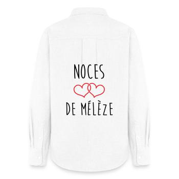 Noces de Mélèze 69 ans de mariage - Chemise Oxford Femme - blanc - Dos - AI Model Female 172 light (172cm)
