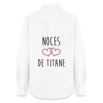 Noces de Titane 72 ans de mariage - Chemise Oxford Femme - blanc - Dos - AI Model Female 172 light (172cm)