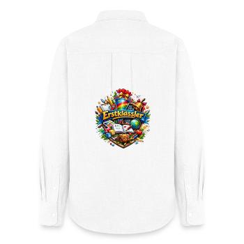 First Grade Learning World Logo - Women's Oxford Shirt - white - Back - AI Model Female 172 light (172cm)