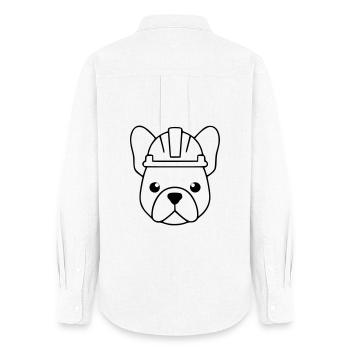Frenchie Construction Worker Helmet Outline - Women's Oxford Shirt - white - Back - AI Model Female 172 light (172cm)