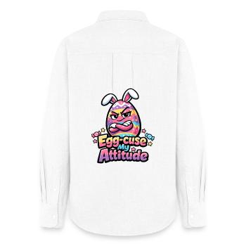 Egg-Cuse My Attitude Easter - Chemise Oxford Femme - blanc - Dos - AI Model Female 172 light (172cm)