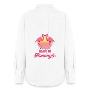 Ready to Flamingle Flamingo Party Design - Frauen Oxford Hemd - Weiß - Hinten - AI Model Female 172 light (172cm)