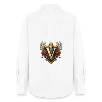 V Letter Name Crown - Women's Oxford Shirt - white - Back - AI Model Female 172 light (172cm)