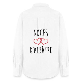 noces d'Albâtre 75 ans de mariage - Chemise Oxford Femme - blanc - Dos - AI Model Female 172 light (172cm)