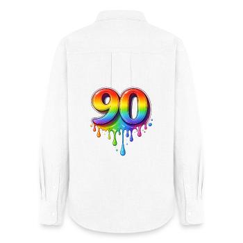 90 Rainbow Retro Number - Women's Oxford Shirt - white - Back - AI Model Female 172 light (172cm)